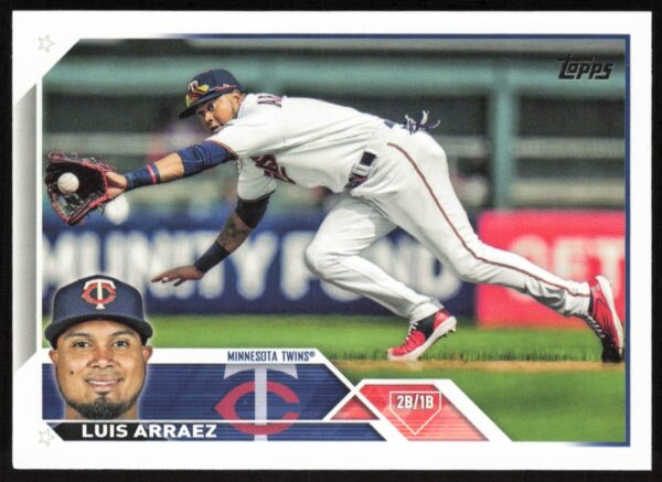 2023 Topps Series 1 Luis Arraez Card #217, featuring action shot in uniform.