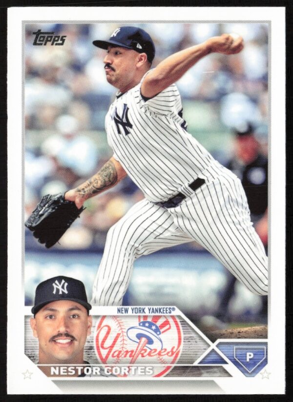 Nestor Cortes pitching, 2023 Topps Baseball Card Series 1 #143.