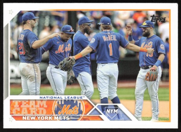 2023 New York Mets Team Card #291 from Topps Series 1 showcasing vibrant team artwork.