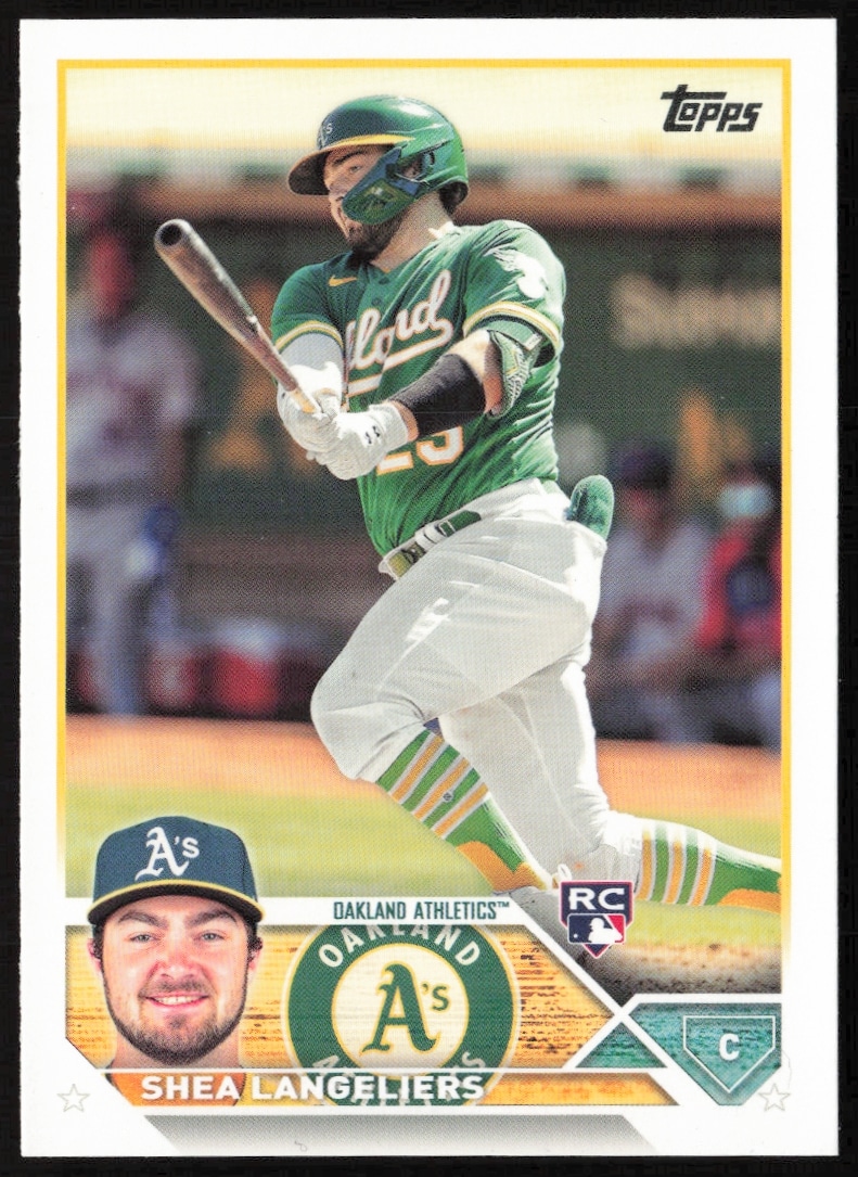 Shea Langeliers 2023 Topps Card #127 Front View in Action Pose.