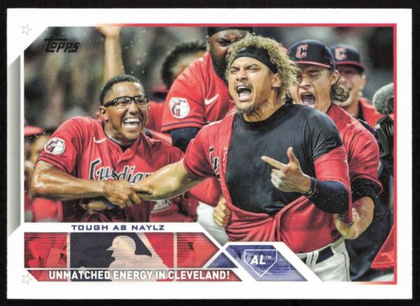Dynamic 2023 Topps Series 1 baseball card of Tough as Naylz in athletic action.