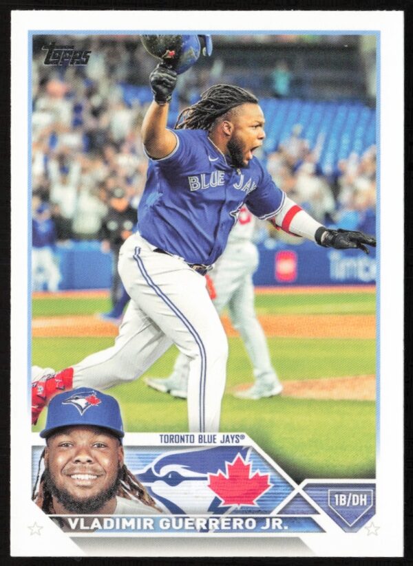 2023 Topps Vladimir Guerrero Jr. Card #300, Front, Toronto Blue Jays Action Shot.