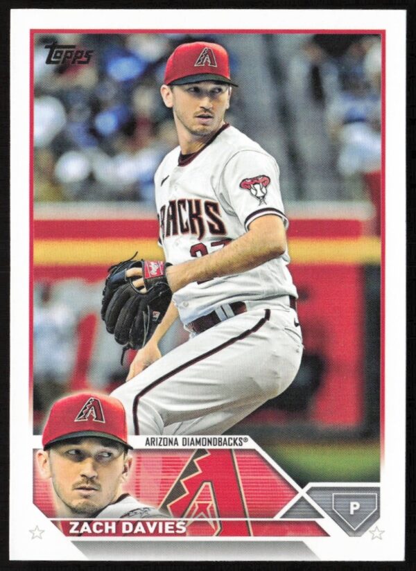 Zach Davies 2023 Topps Card #123, action shot of pitcher mid-throw.