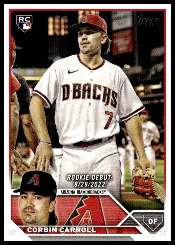 Corbin Carrolls rookie debut card from 2023 Topps Update, Arizona Diamondbacks outfielder.