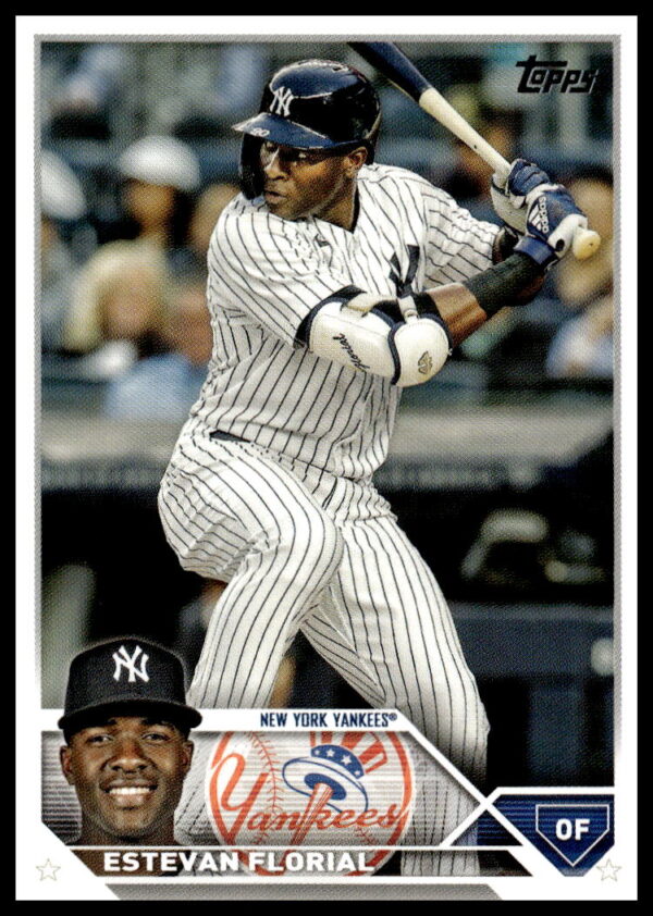 Estevan Florial in action on his 2023 Topps Update baseball card, representing New York Yankees.