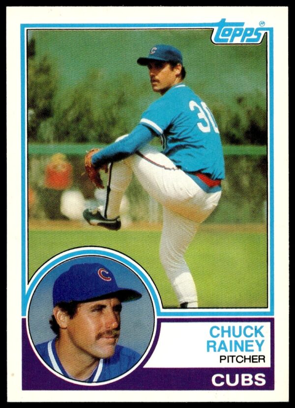 1983 Topps Traded Chuck Rainey card, #92T, showing him pitching in uniform.