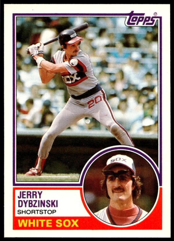 Jerry Dybzinski in uniform, 1983 Topps Traded baseball card #27T, iconic collectible.