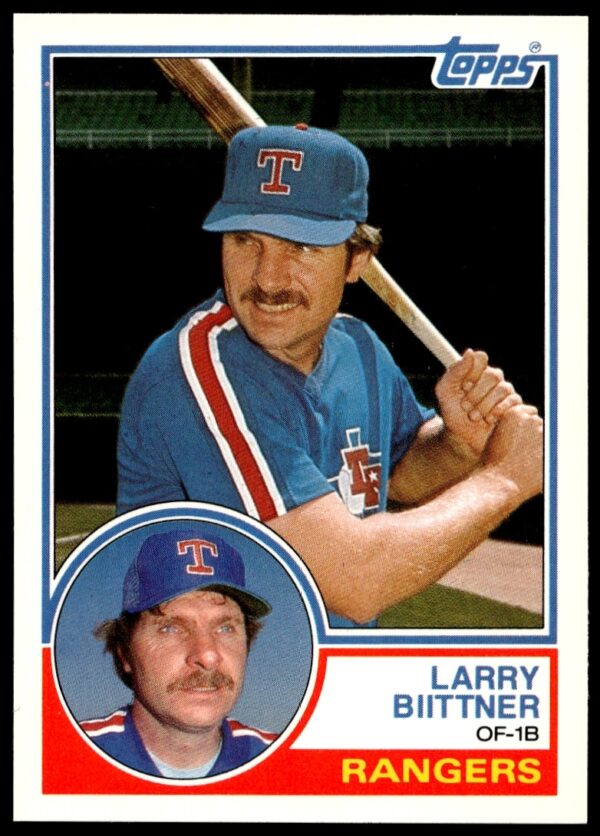 Front of 1983 Topps Traded Baseball Card #10T featuring Larry Biittner in uniform.