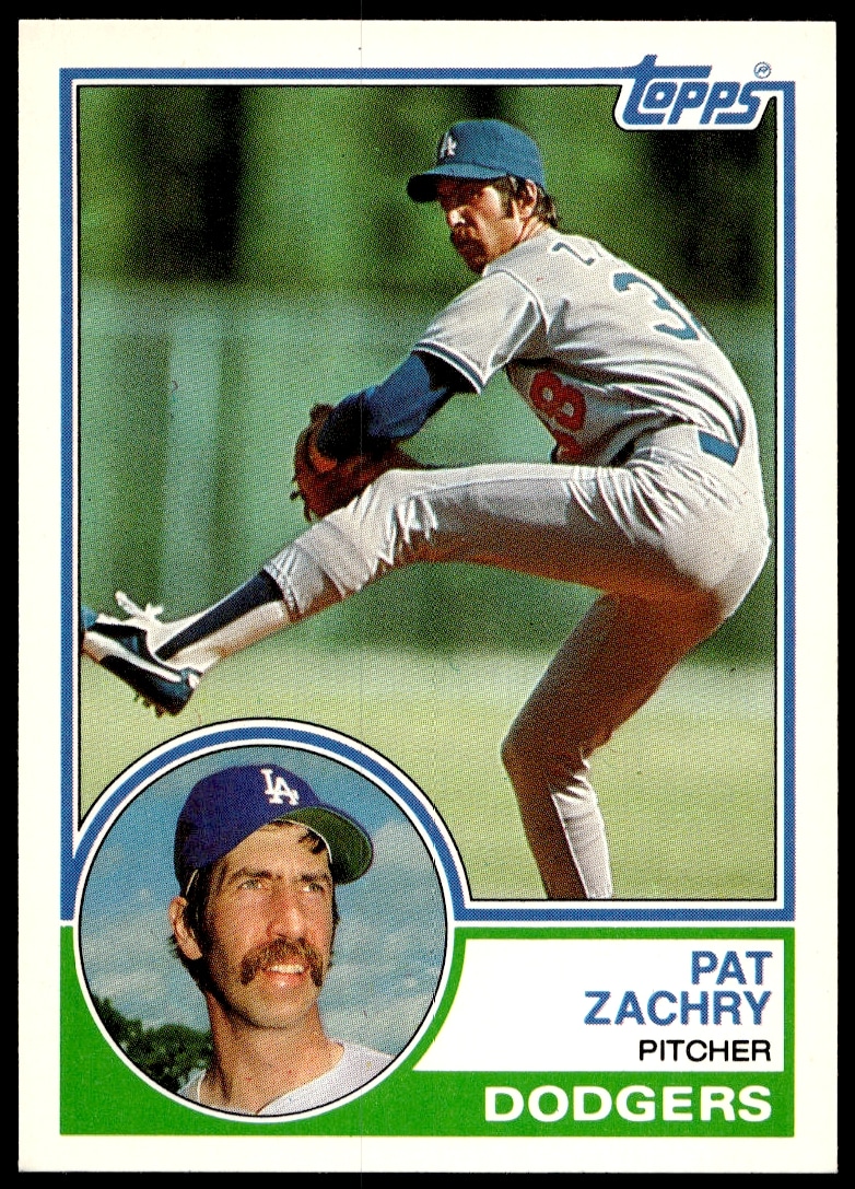1983 Topps Traded Pat Zachry Baseball Card #131T, Front View, Los Angeles Dodgers Pitcher.