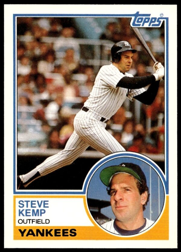 Front of 1983 Topps Traded Steve Kemp baseball card featuring player portrait and team logo.