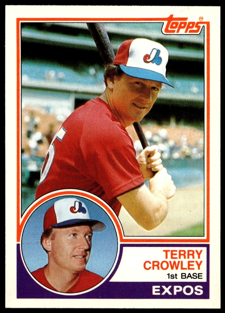 1983 Topps Traded Terry Crowley baseball card, vibrant design, #22T, showcasing classic sports card style.