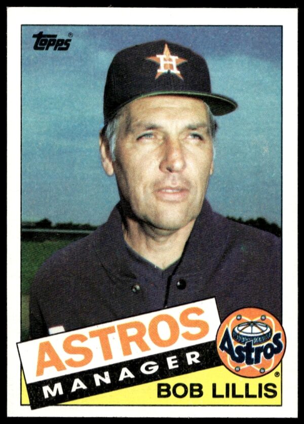 1985 Topps Bob Lillis baseball card front, Houston Astros infielder, nostalgic pose.