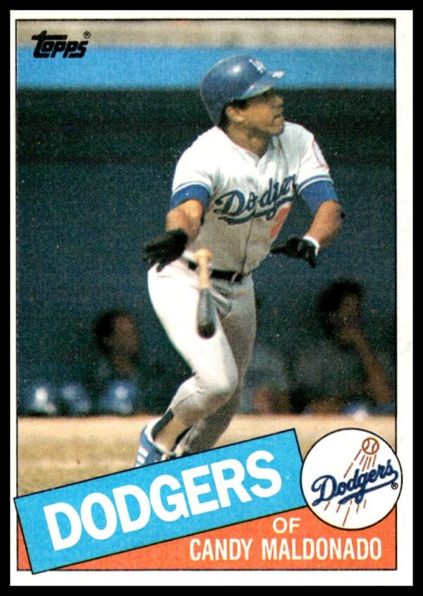 1985 Topps baseball card featuring Candy Maldonado in Giants uniform, card number 523.