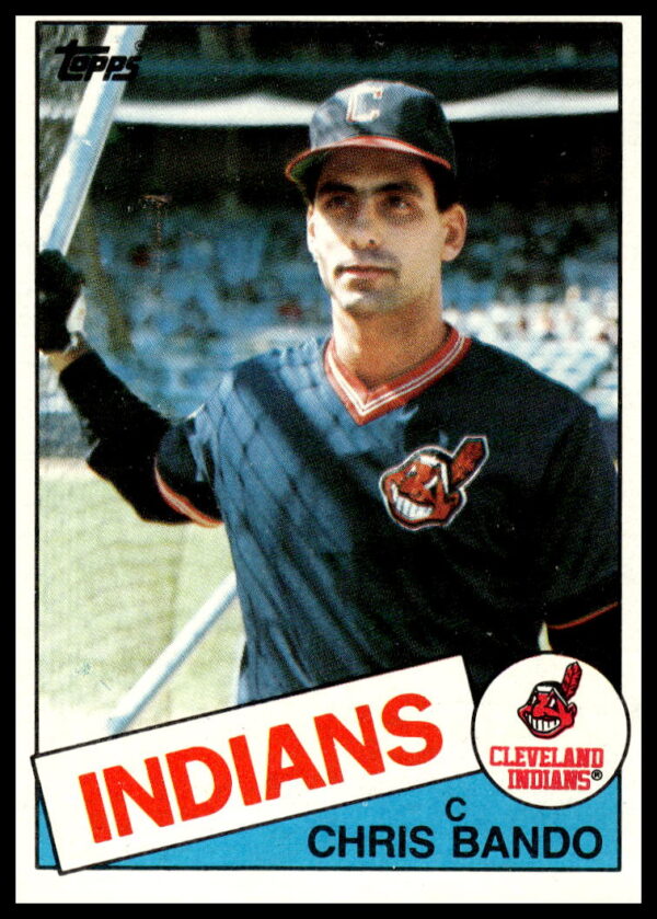 Chris Bando 1985 Topps baseball card #14, Cleveland Indians, vintage design.