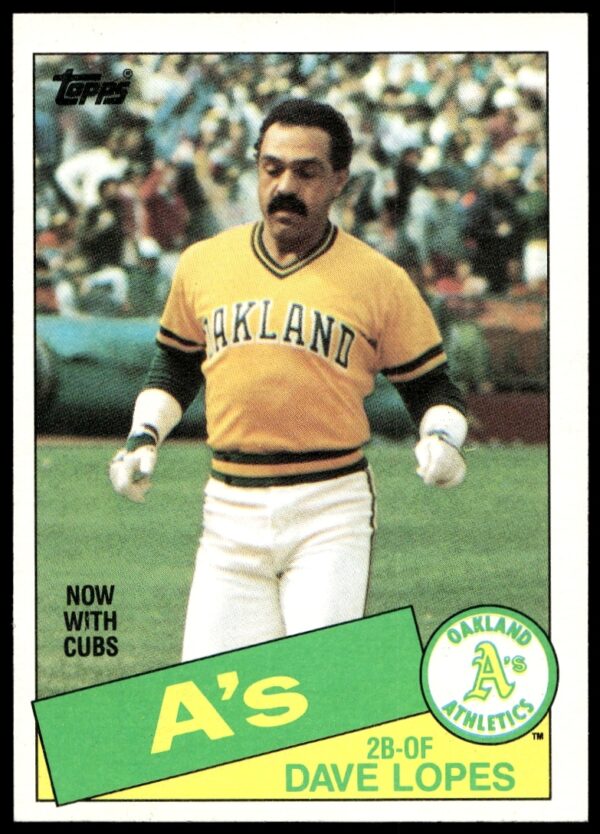 1985 Topps Baseball Card featuring Dave Lopes in classic action, card number 12.