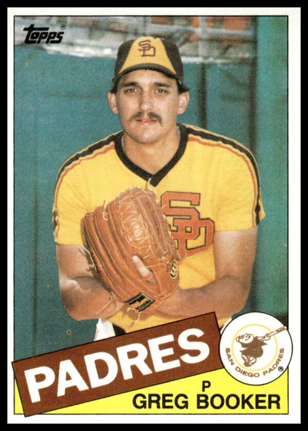 Front of 1985 Topps Greg Booker San Diego Padres baseball card #262.