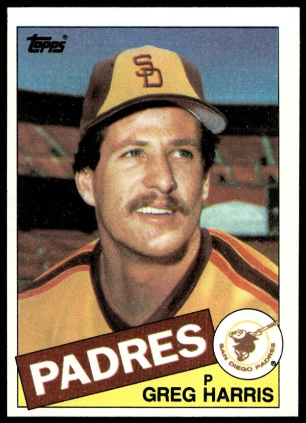 1985 Topps Greg Harris Baseball Card #242 featuring pitcher in team uniform.