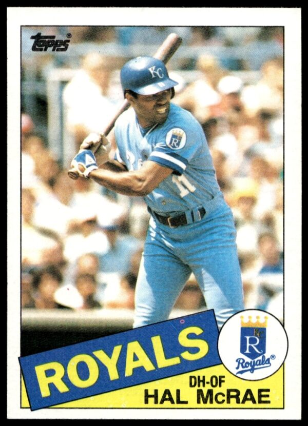 Hal McRae 1985 Topps #773 baseball card front, Kansas City Royals, vintage design.