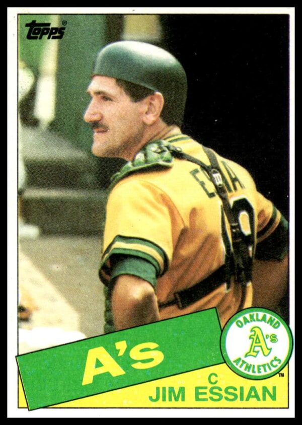 Jim Essian 1985 Topps baseball card #472 featuring classic 80s design.