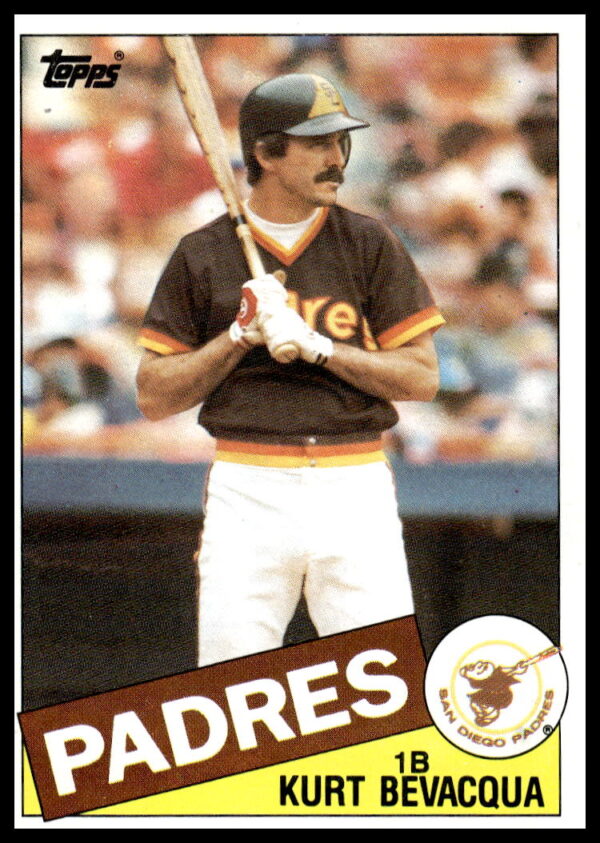1985 Topps Baseball Card featuring Kurt Bevacqua in batting stance, card #478.