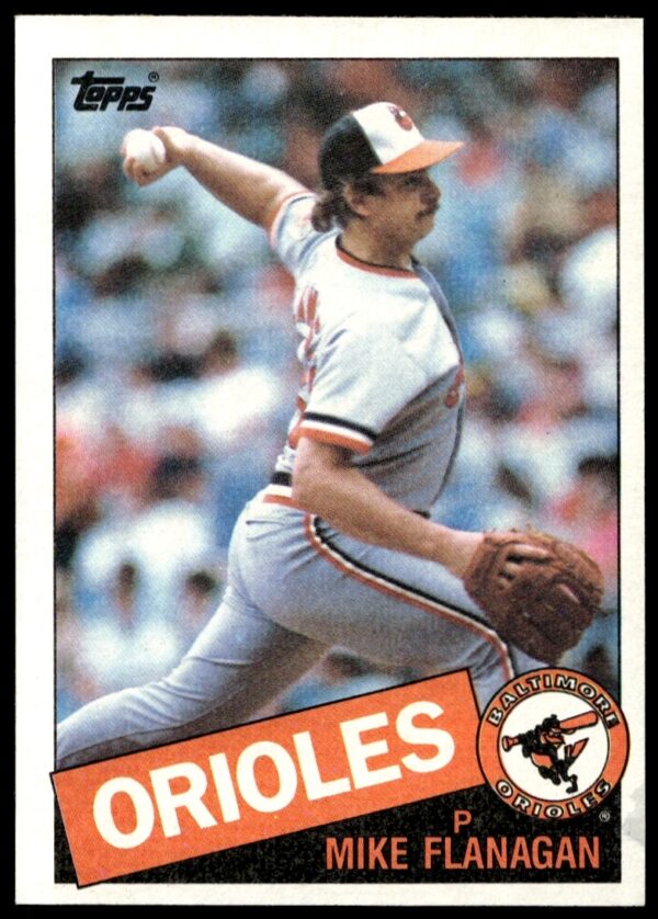 1985 Topps #780 Mike Flanagan baseball card, Orioles pitcher, vintage collectible.