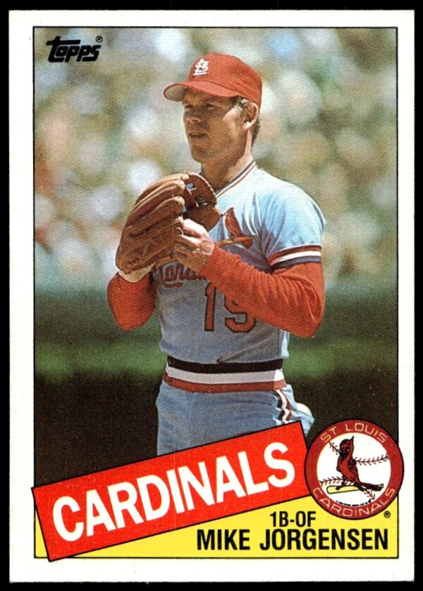 1985 Topps Mike Jorgensen card: vibrant design, Jorgensen in uniform, name and team featured prominently.