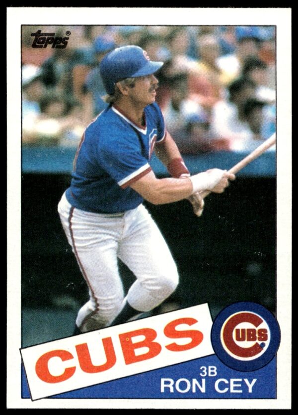 1985 Topps Ron Cey baseball card #768, showcasing him mid-action in team uniform.