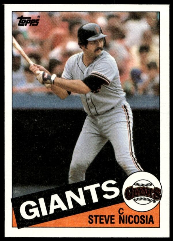 1985 Topps Baseball Card #191, Steve Nicosia in Pirates uniform, vivid portrait style.