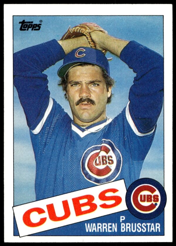 1985 Topps Warren Brusstar baseball card #189, featuring his portrait and team details.