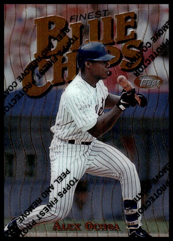 1997 Topps Finest Alex Ochoa baseball card #200, featuring player in action pose.