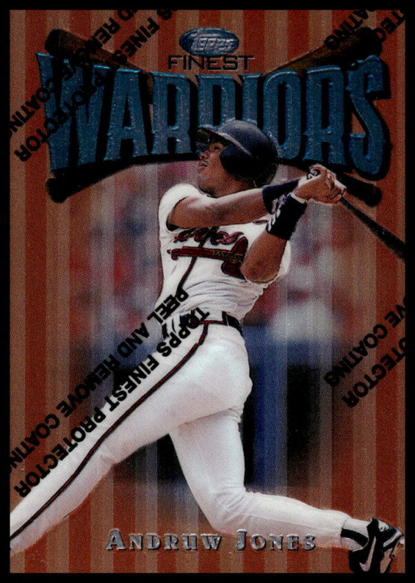 Andruw Jones 1997 Topps Finest baseball card #100, Atlanta Braves, vibrant front design.
