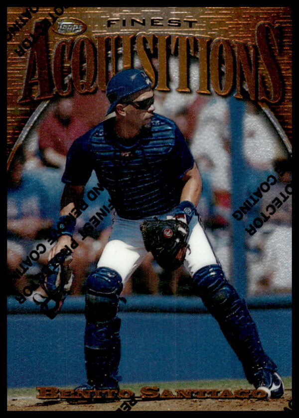 1997 Topps Finest baseball card featuring Benito Santiago in catchers gear, card #247.
