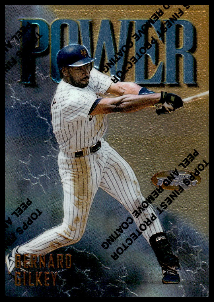 Bernard Gilkey in batting stance on 1997 Topps Finest baseball card #226.