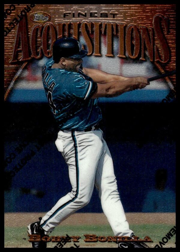 1997 Topps Finest Bobby Bonilla card front, showcasing holographic design, card #199.