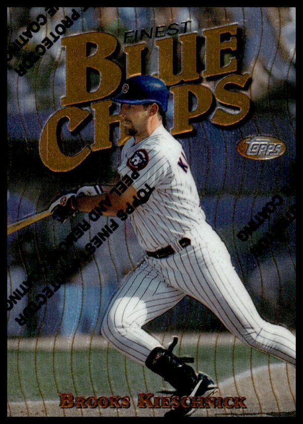 Brooks Kieschnick 1997 Topps Finest Baseball Card #218, showcasing athletic skill in team uniform.