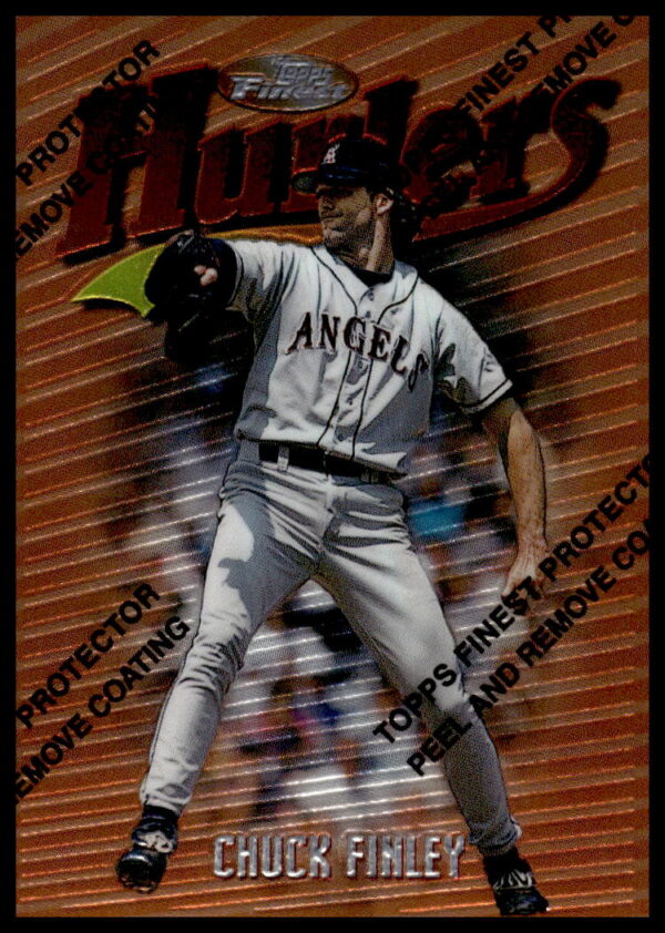1997 Topps Finest Chuck Finley #53 baseball card, front view with metallic sheen.