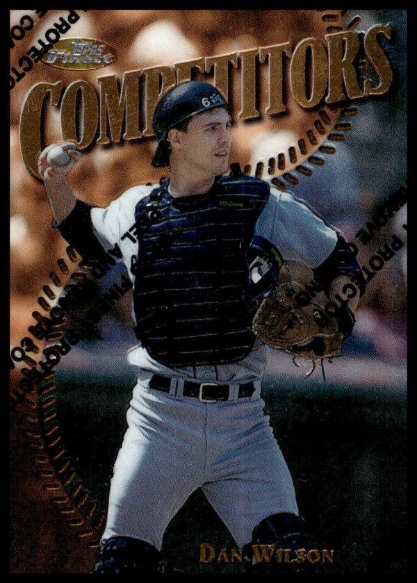 Dan Wilson 1997 Topps Finest card #220, Seattle Mariners glossy collectible front view.