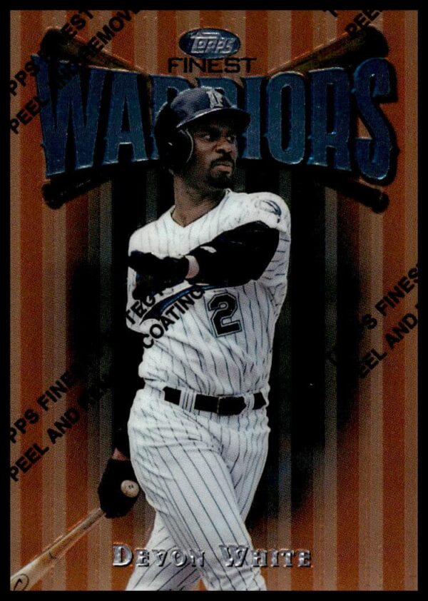 Devon White 1997 Topps Finest Baseball Card #83, showcasing detailed design and athletic pose.