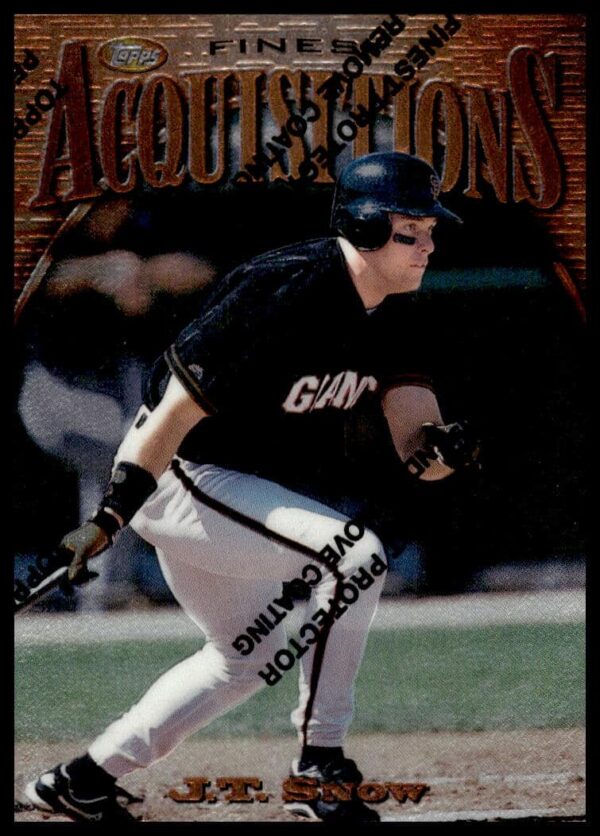 J.T. Snow 1997 Topps Finest baseball card #237, showcasing dynamic action and athletic skill.