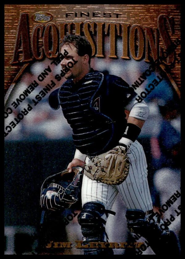 Jim Leyritz 1997 Topps Finest Baseball Card #209, featuring action pose and chrome finish.
