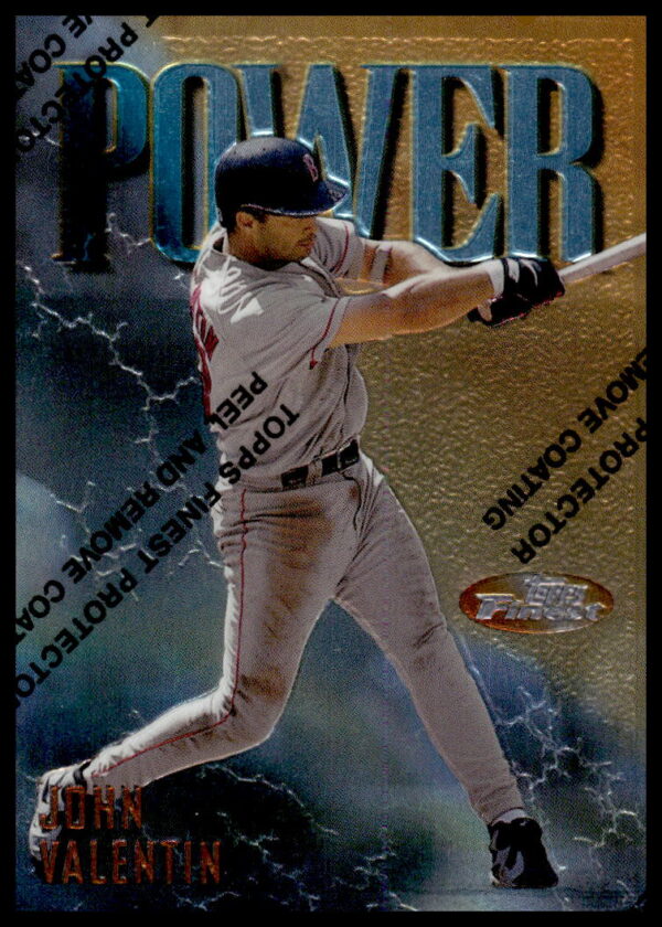 1997 Topps Finest John Valentin baseball card, Boston Red Sox, dynamic imagery, glossy finish.