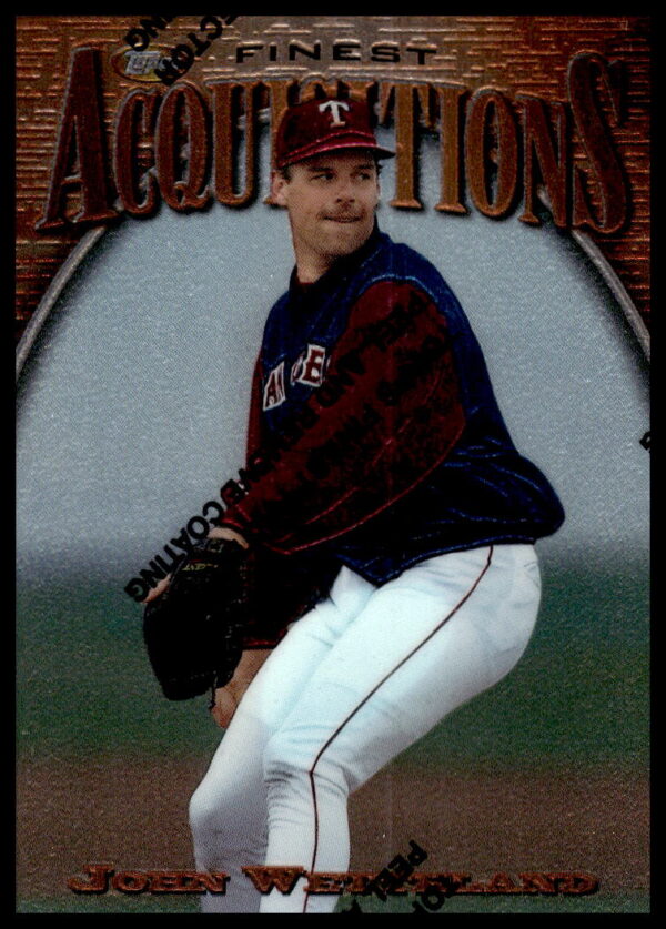 John Wetteland 1997 Topps Finest baseball card #222, pitcher in action, glossy finish.