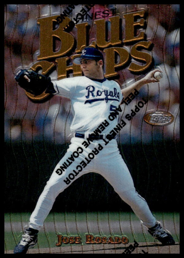 1997 Topps Finest Jose Rosado Baseball Card #268 Featuring Pitcher in Action.