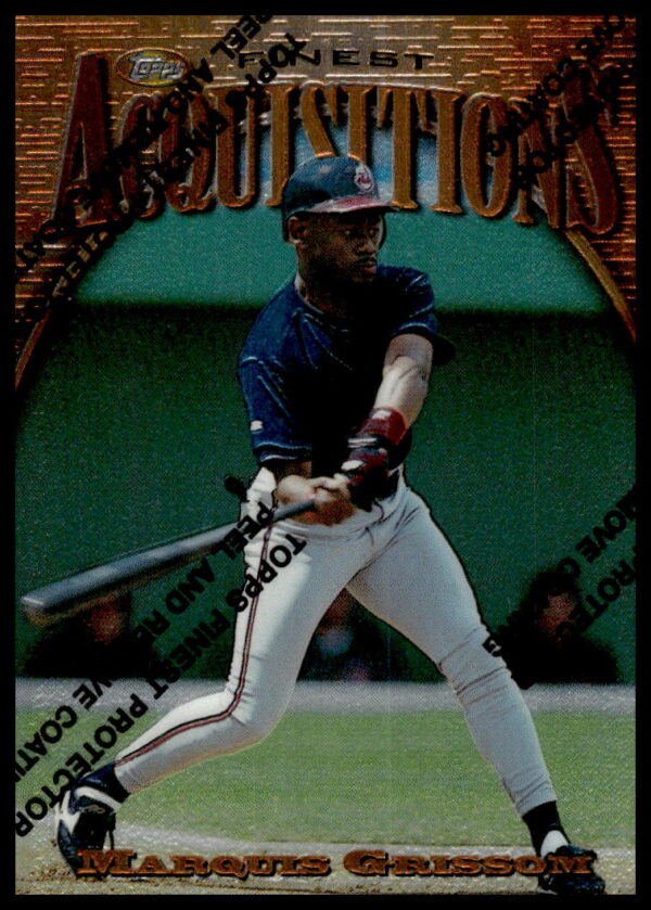 Marquis Grissom 1997 Topps Finest Baseball Card #219, featuring swing pose.
