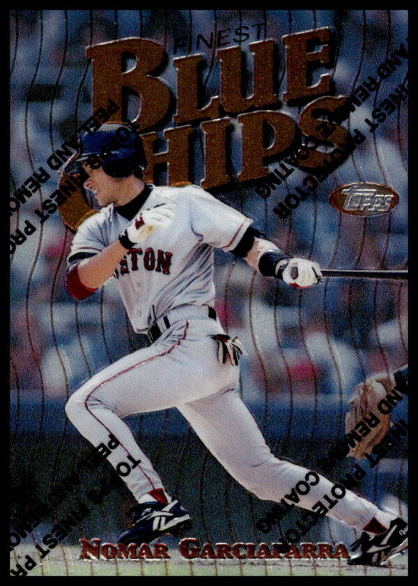 1997 Topps Finest Nomar Garciaparra card #41 showcasing early Boston Red Sox career.