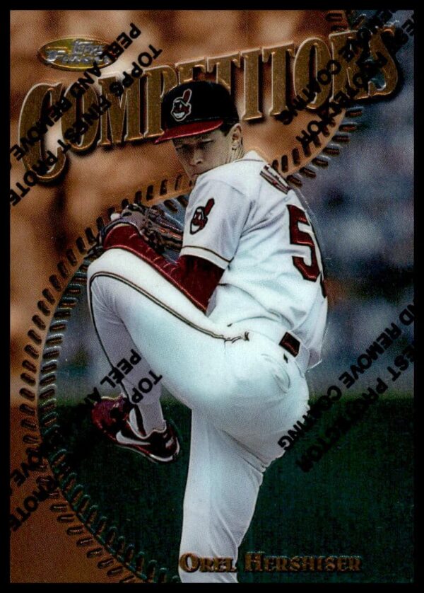Orel Hershiser 1997 Topps Finest baseball card, featuring pitcher stance, card number 261.