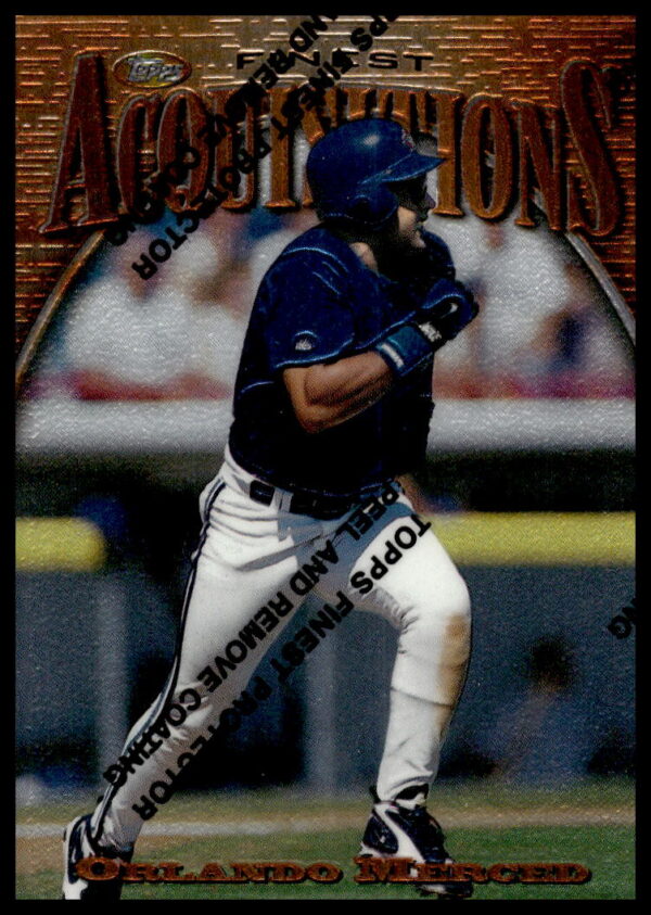 1997 Topps Finest baseball card of Orlando Merced, #196, showcasing player in uniform.