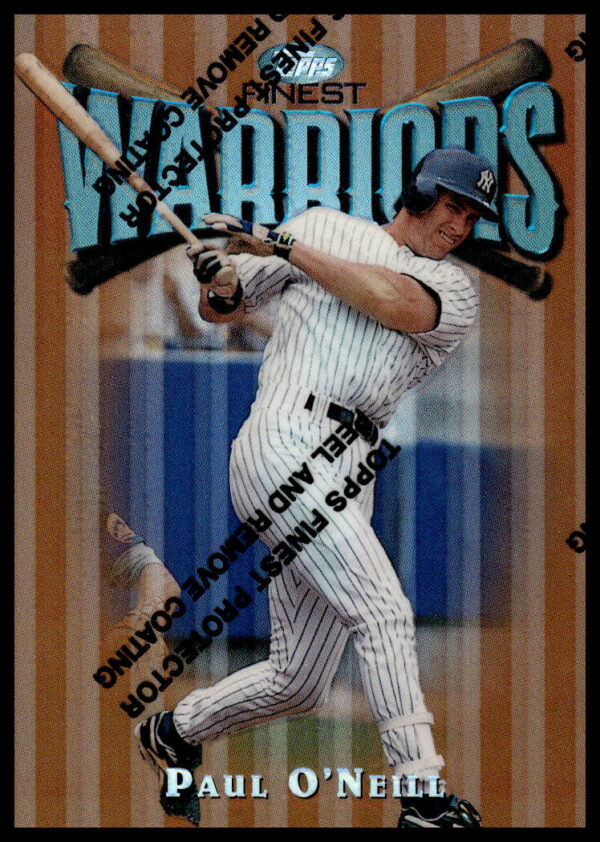 1997 Topps Finest Paul ONeill #87 card, showcasing a dynamic Yankees action photo.