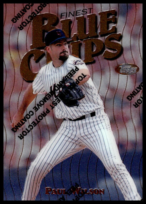 1997 Topps Finest Paul Wilson #94 card showing pitcher in action pose in team uniform.