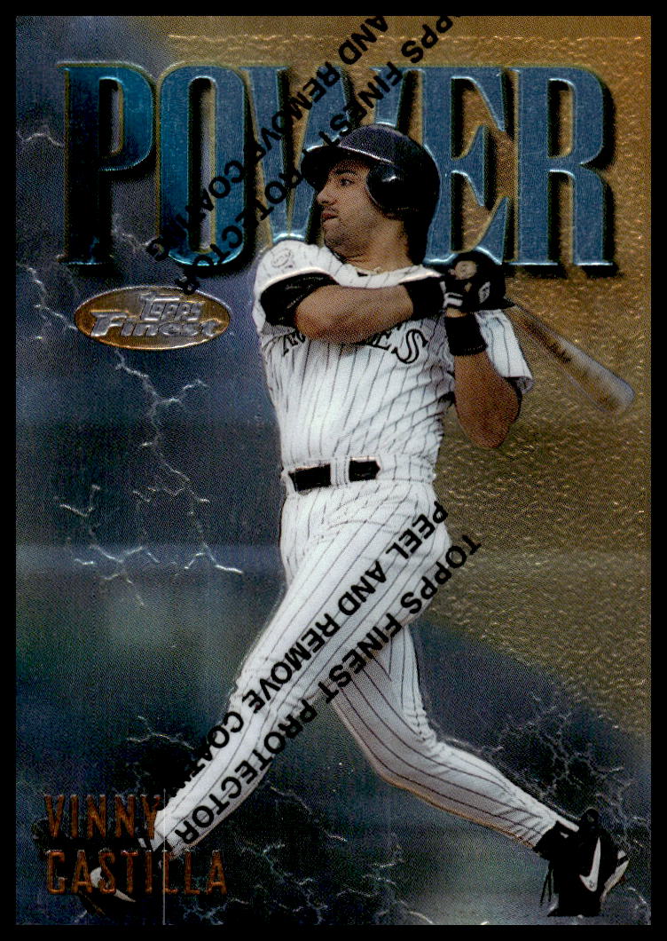 Vinny Castilla 1997 Topps Finest Baseball Card #213, featuring him in a Rockies uniform.